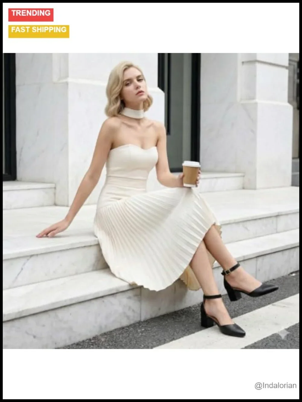 Pointed Toe D'Orsay Pumps Block Heel Ankle Strap Formal